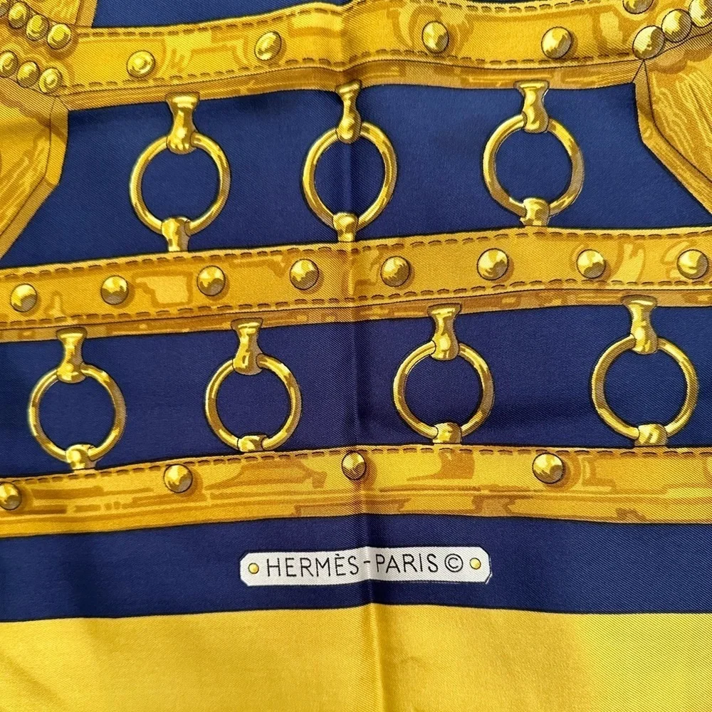 Hermes blue silk scarf